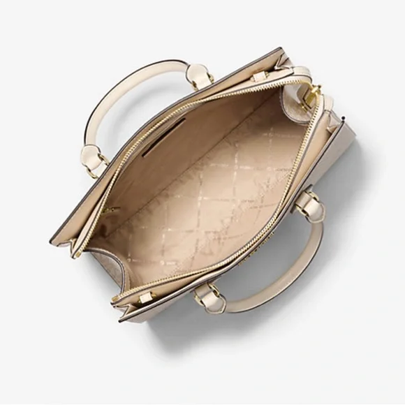 NWT Michael Kors Sheila Medium Signature Logo & Metallic Satchel - Picture 4 of 4